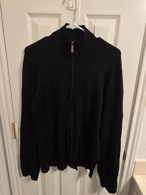 Perry Ellis Black Zip-Up Sweater Jacket Size M
